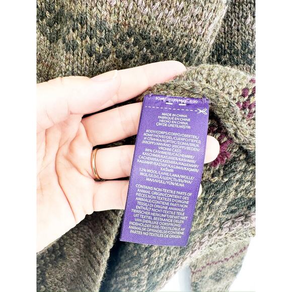 Ralph Lauren Intarsia-Knit Mockneck Sweater Wool Cashmere Hand Knit Sweater L - Picture 7 of 13